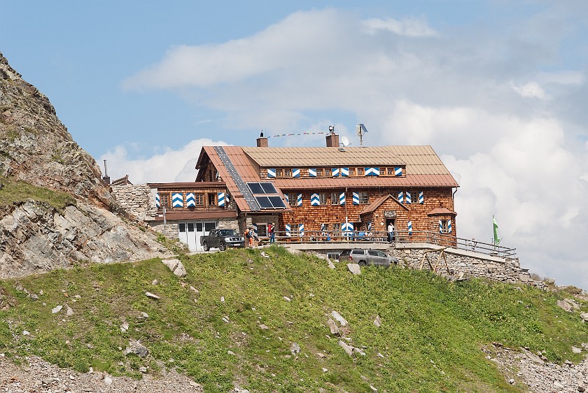 Hike to Saarbrücker Hütte. Saarbrücker Hütte. near Partenen. .