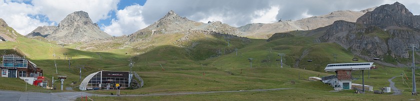 Flimspitz Klettersteig. Panoramic view on the Idalpe and Flimspitze. Ischgl. .