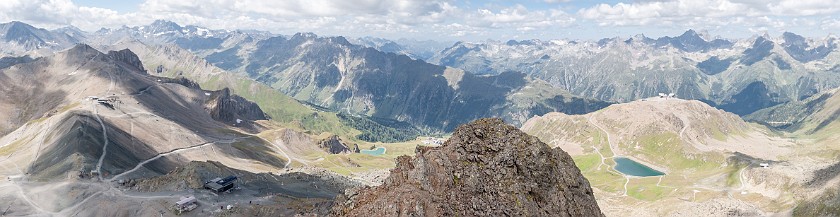 Flimspitz Klettersteig. Panoramic view from the Flimspitze on Viderjoch. Ischgl. .