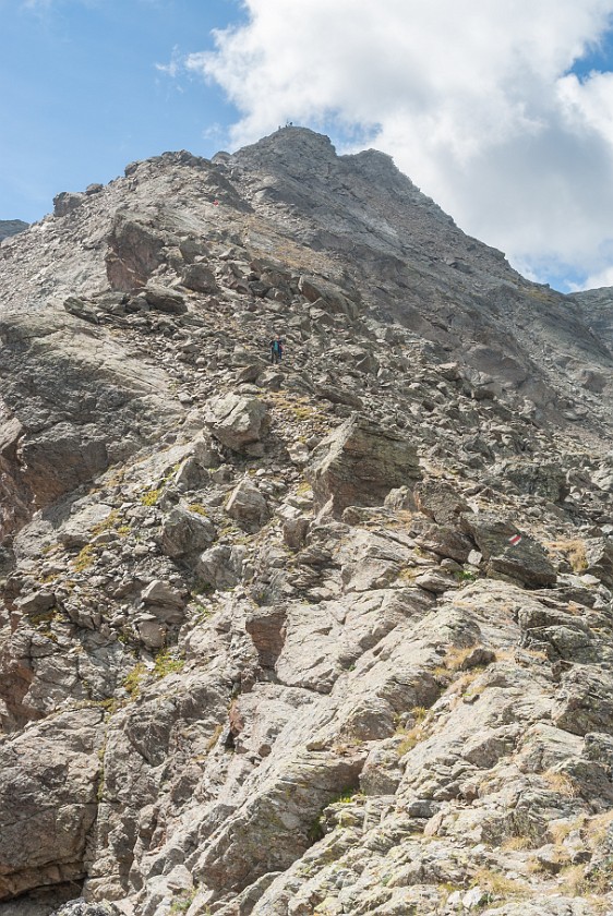 Flimspitz Klettersteig. Hiking down from the Flimspitze. Ischgl. .
