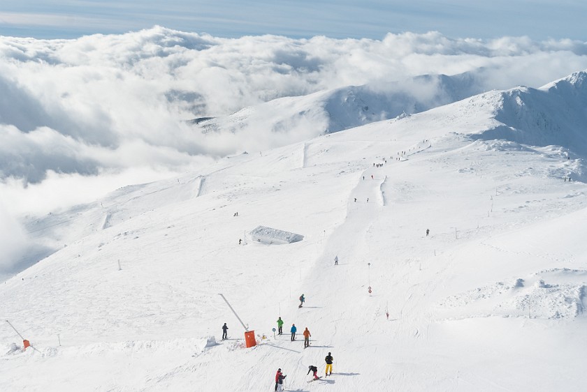 Skiing in the Jasna Low Tatras. Slope from Chopok to the freerider zone. Horná Lehota. .