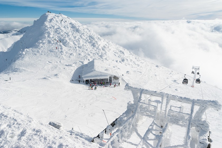 Skiing in the Jasna Low Tatras. Chopok peak. Horná Lehota. .