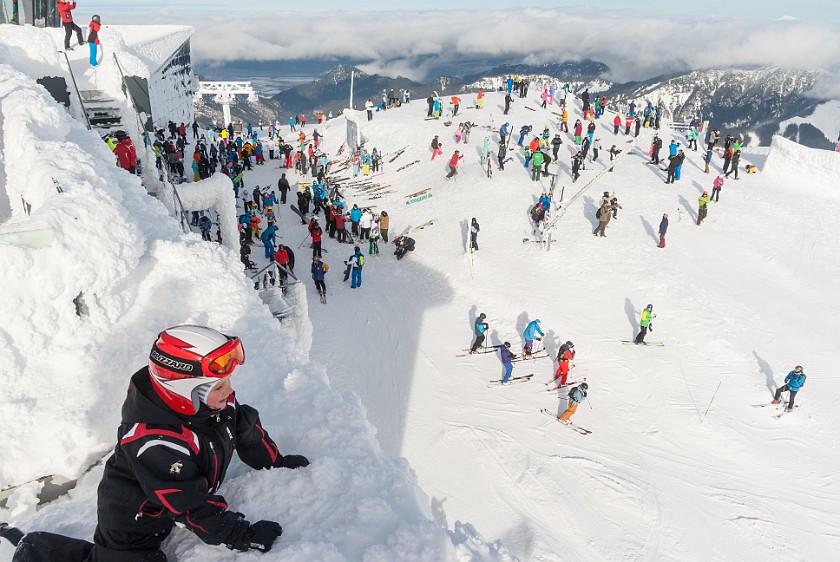 Skiing in the Jasna Low Tatras. Rotunda Chopok exit. Horná Lehota. .