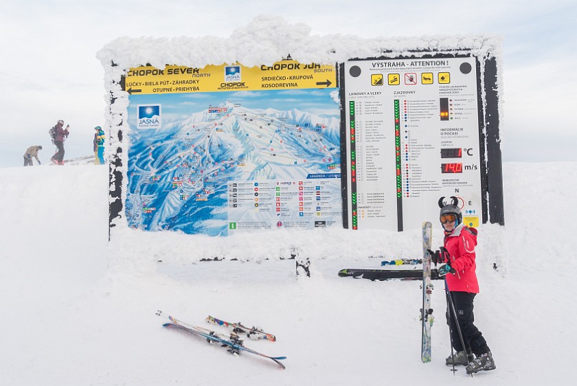 Skiing in the Jasna Low Tatras. Ski panel. Horná Lehota. .