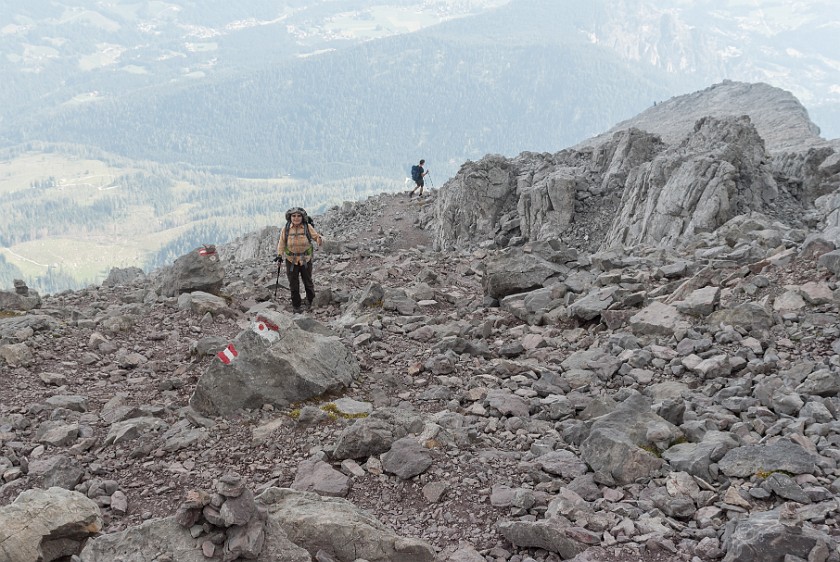 Hike to the Watzmann Central Summit. Hiking on the Watzmann ridge. near Berchtesgaden. .
