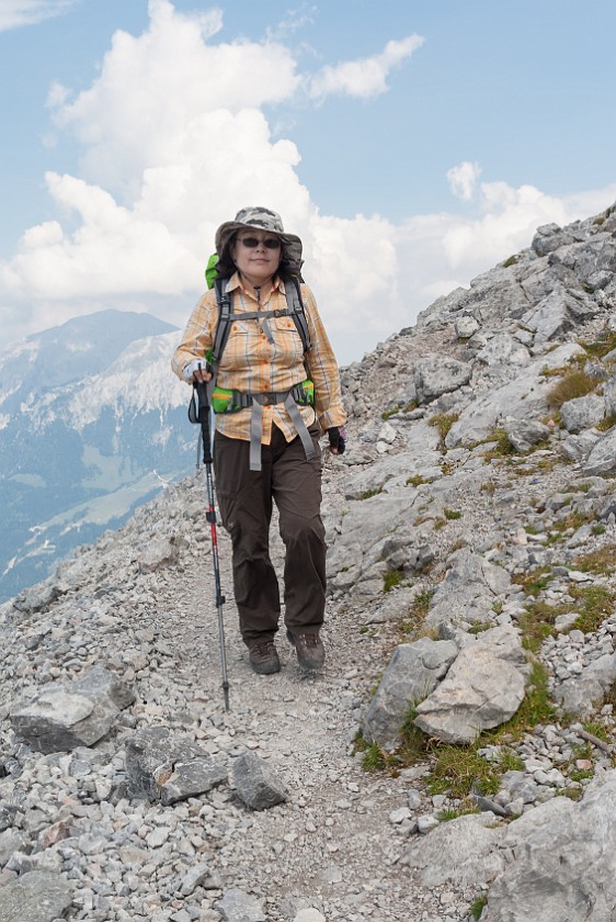 Hike to the Watzmann Central Summit. Hiking on the Watzmann ridge. near Berchtesgaden. .