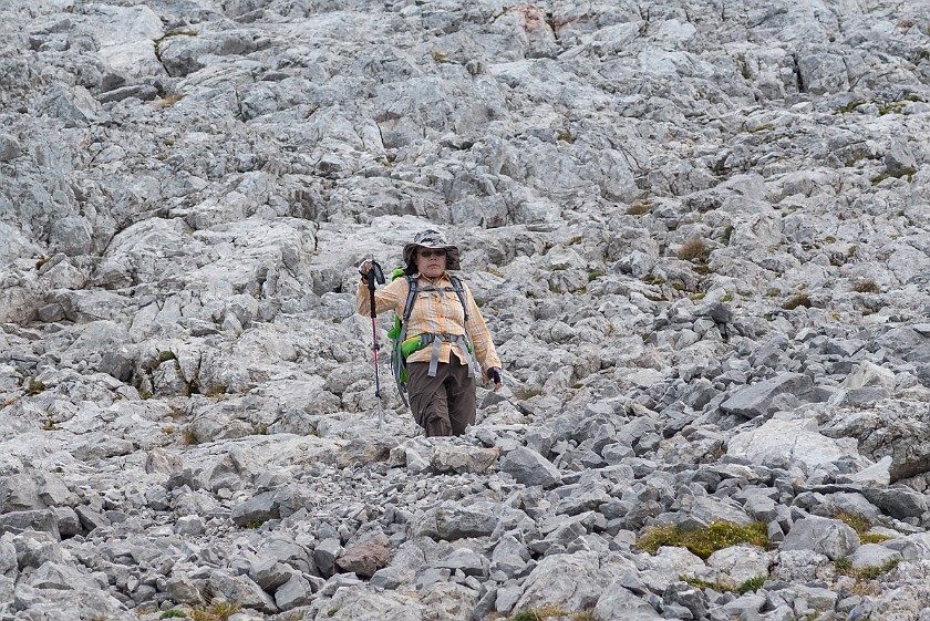 Hike to the Watzmann Central Summit. Hiking on the Watzmann ridge. near Berchtesgaden. .