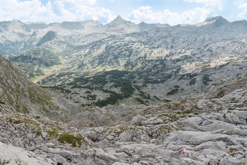 Hike to the Ingolstädter Haus. Panoramic view on the Steinernes Meer. near Berchtesgaden. .