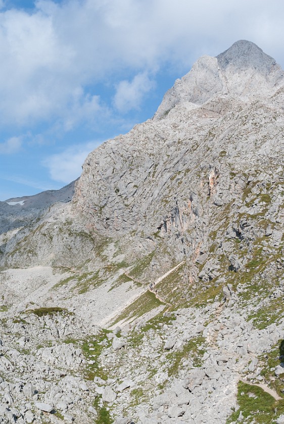 Hike to the Ingolstädter Haus. Path to the Ingolstädter Haus and Großer Hundstod. near Berchtesgaden. .