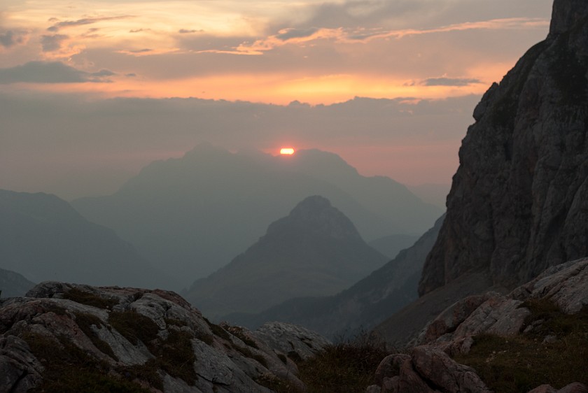 Hike to the Ingolstädter Haus. Sunset at the Ingolstädter Haus. near Berchtesgaden. .