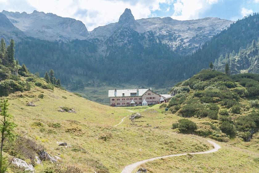 Hike to St. Bartholomä. Kärlingerhaus and Schönfeldspitze. near Berchtesgaden. .