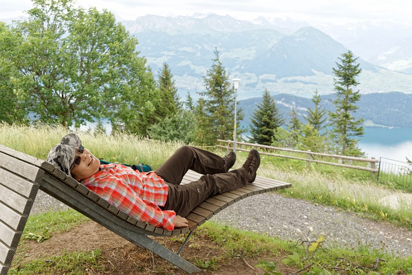 Mount Rigi. On a sunlounger. near Rigi Klösterli. .