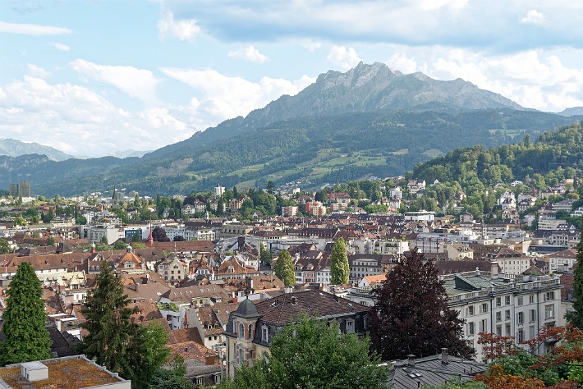 Lucerne. View from the city wall on Mount Pilatus. Lucerne. .