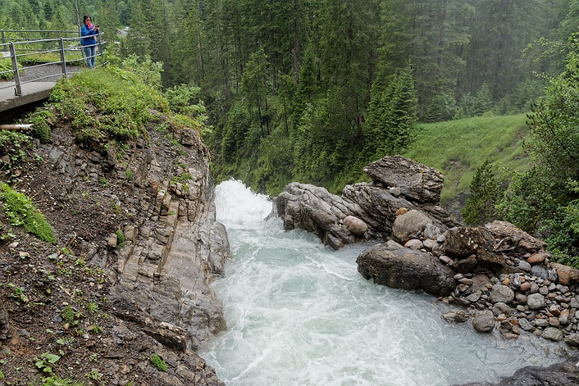 Glacier Gorge Rosenlaui. Waterfall exiting the gorge. near Schattenhalb. .