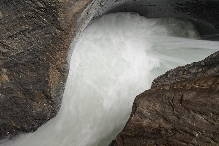 Glacier Gorge Rosenlaui. Rock formed by water. near Schattenhalb. .
