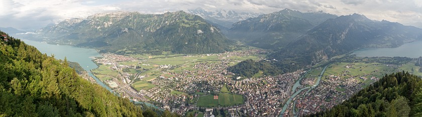 Harder Kulm. Panoramic view on Interlaken, Thunersee and Brienzersee. Interlaken. .
