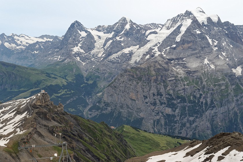 Schilthorn. View on Eiger, Mönch and Jungfrau mountains. near Mürren. .