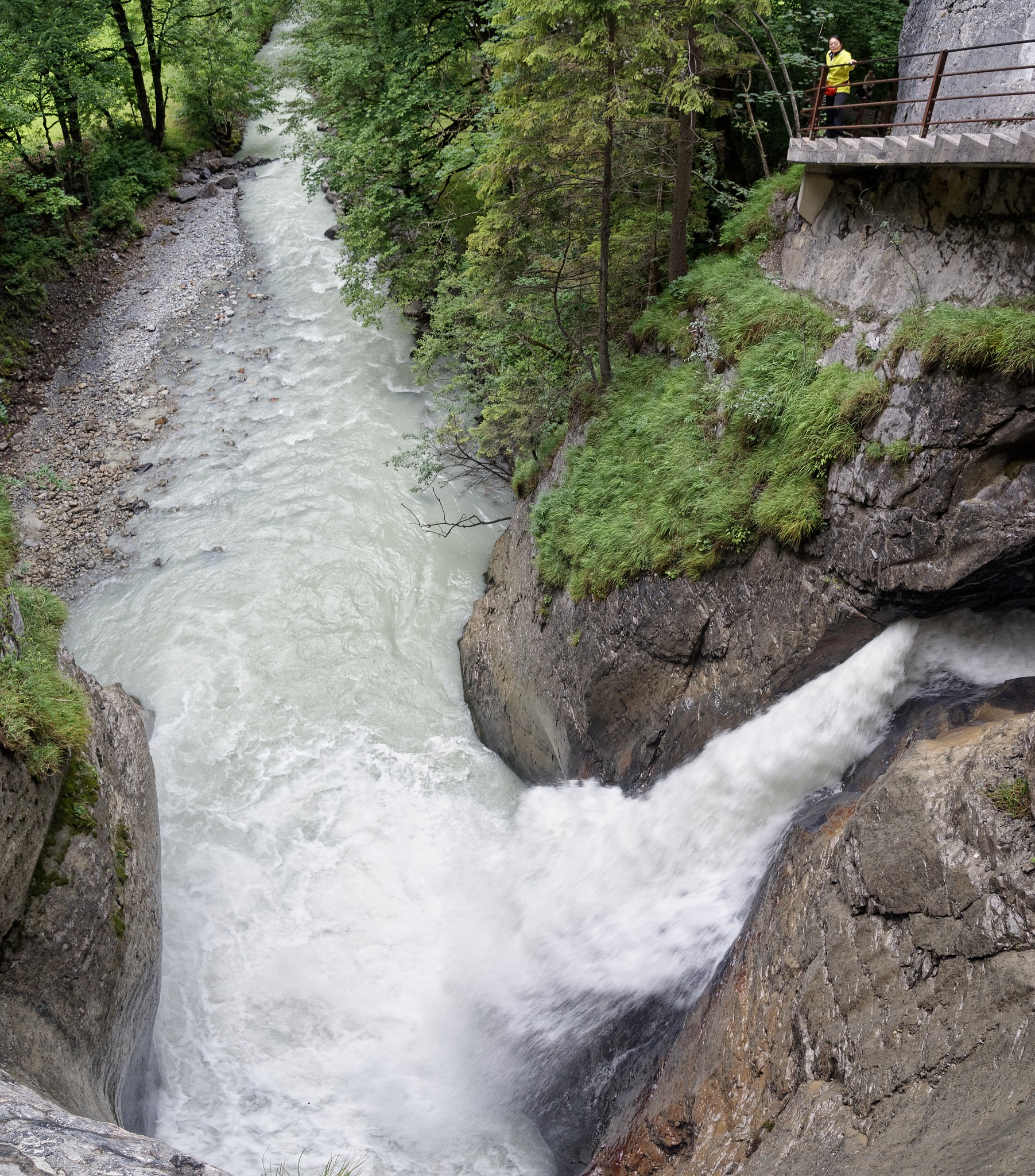 Trümmelbach Waterfalls. Waterfall exiting the mountain. near Lauterbrunnen. .