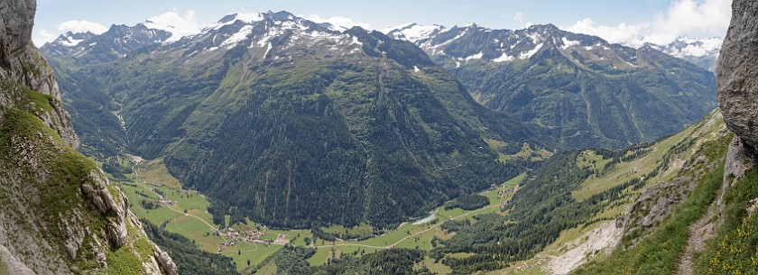 Tälli Via Ferrata. Panoramic view on the Gadmen valley. Gadmen. .