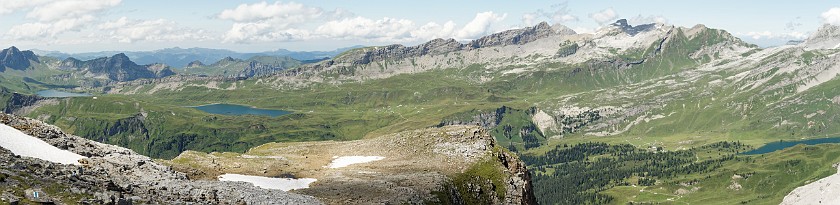 Tälli Via Ferrata. Panoramic view on the Engstlenalp. Gadmen. .
