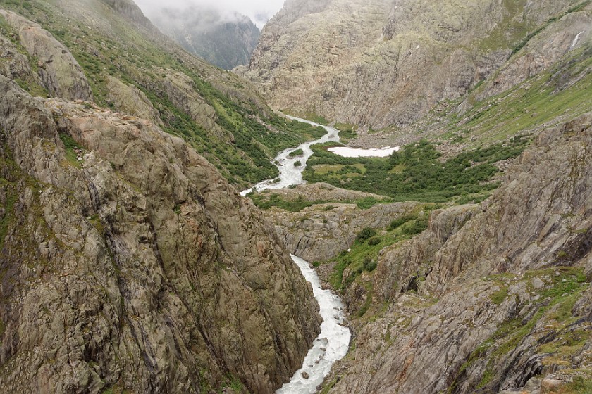 Trift Bridge Hike. Triftwasser gorge. Gadmen. .