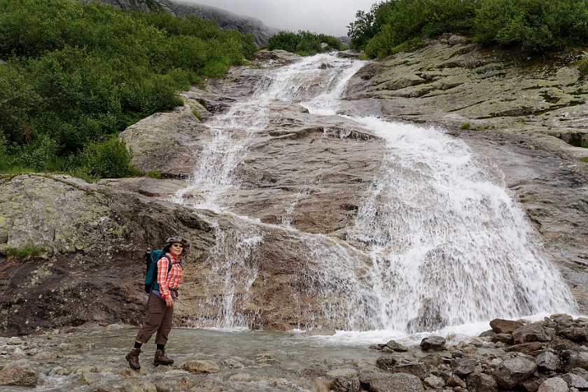 Lake Gelmer Hike. Waterfalls at the Gelmer dam. Guttannen. .