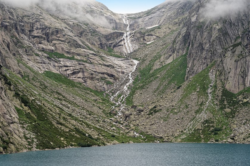 Lake Gelmer Hike. Waterfalls at the Gelmer dam. Guttannen. .
