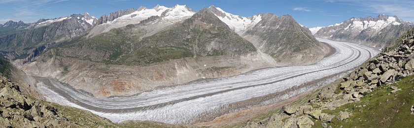 Aletsch Glacier. Panoramic view on the Aletsch glacier. Grengiols. .