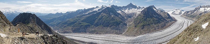 Aletsch Glacier. Panoramic view on the Aletsch glacier. Grengiols. .