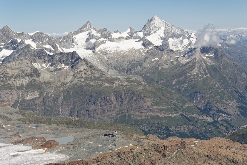 Matterhorn. View from the Klein Matterhorn on Trockener Steg and the Äschhorn. Zermatt. .