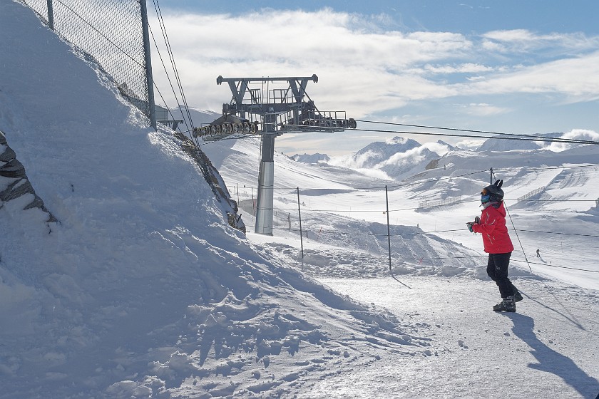 Skiing at the Kitzsteinhorn. At the Kitzsteinhorn rail base station. Kaprun. .