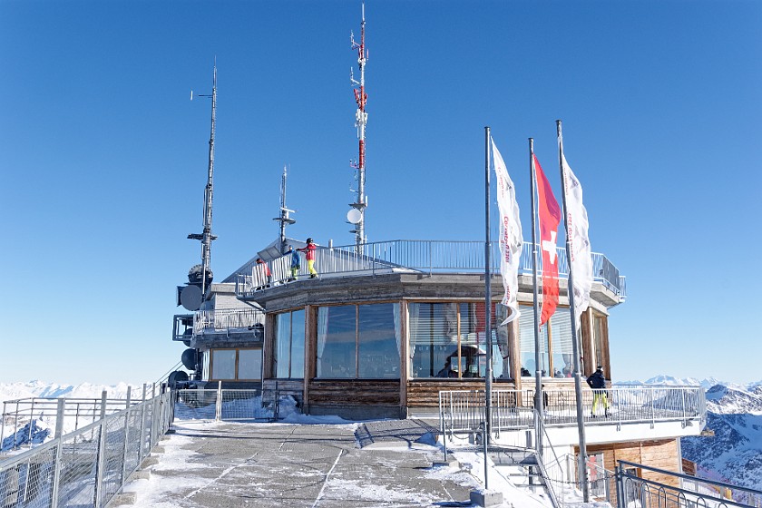 Skiing at the Corvatsch. Corvatsch mountain station. Sankt Moritz. .