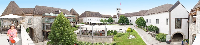 Ljubljana. Panoramic view on the inner court of the Ljubljana castle. Ljubljana. .