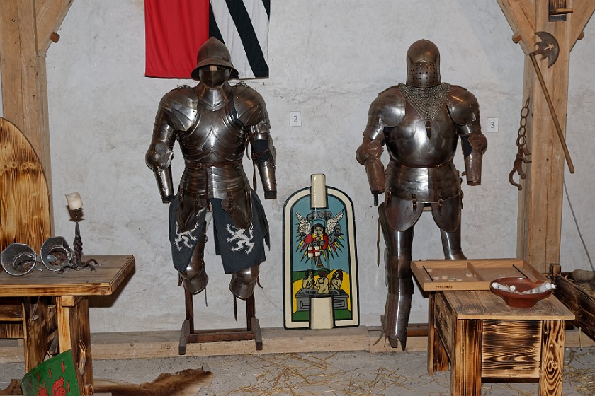 Predjama Castle. Suits of armour. Postojna. .
