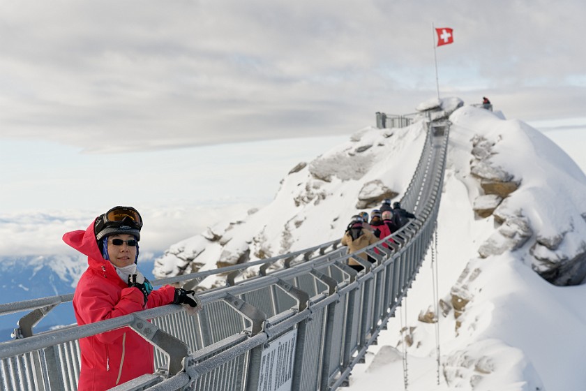 Skiing in the Glacier 3000 Area. Peak walk to the Scex Rouge. near Ormont-Dessus. .