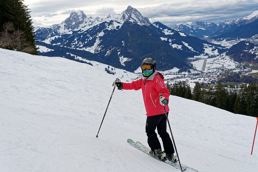 Skiing in the Schönried Area. View on Le Rubli and the airport of Saanen. near Schönried. .