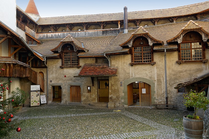 Chillon Castle. First court. Veytaux. .
