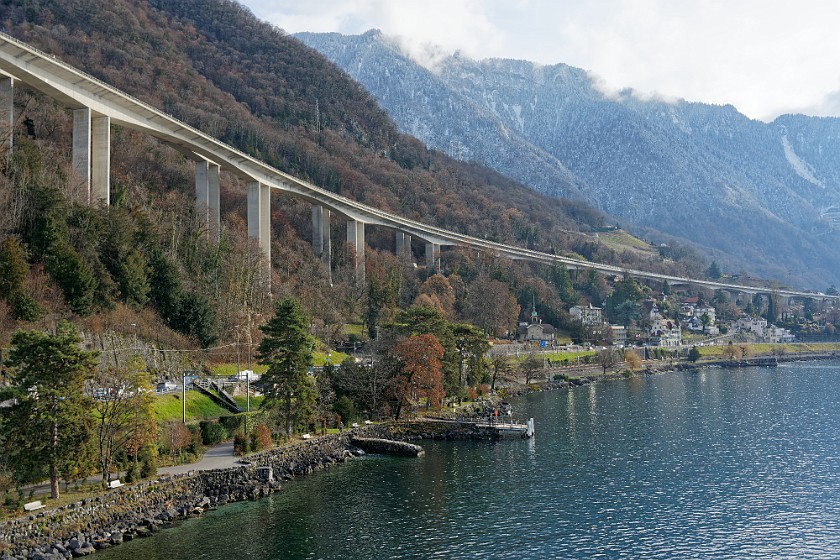 Chillon Castle. Chillon viaduct. Veytaux. .