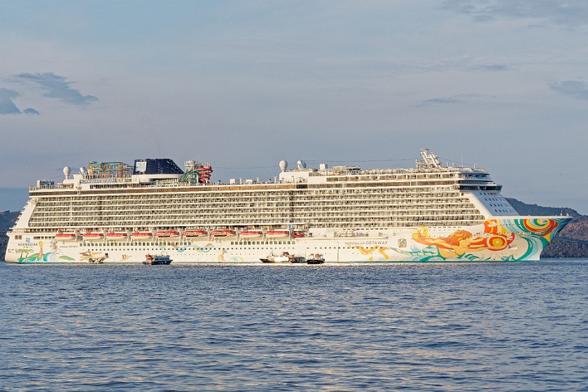 Norwegian Getaway. Ship. Fira. .