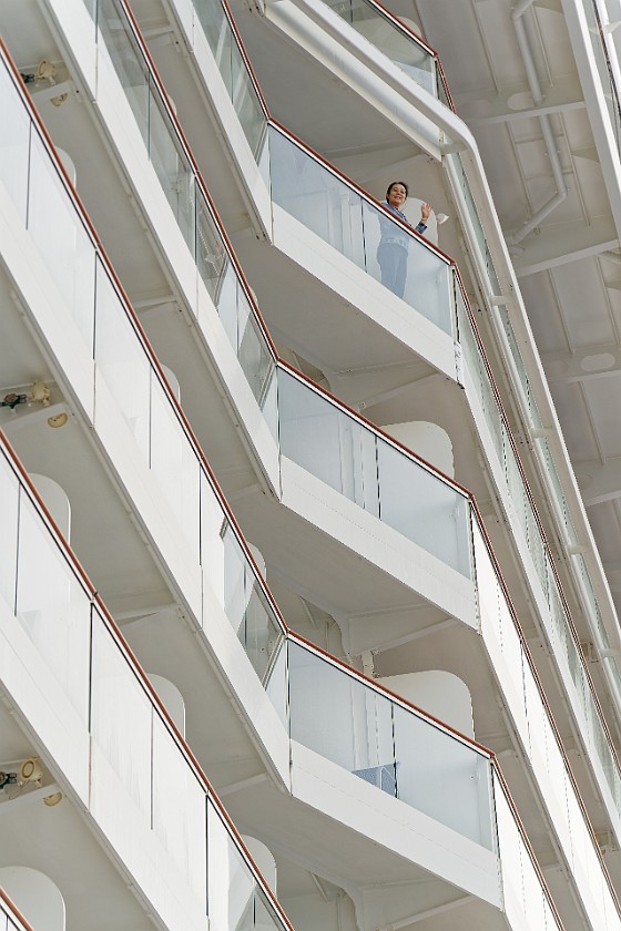 Norwegian Getaway. Balcony of state room. Mediterranean Sea. .