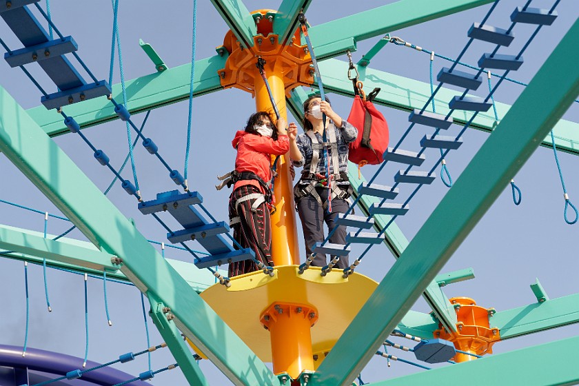 High Ropes Course. Climbing. Mediterranean Sea. .