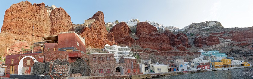 Oia, Santorini. Panoramic view on Ammoudi bay. Oia. .