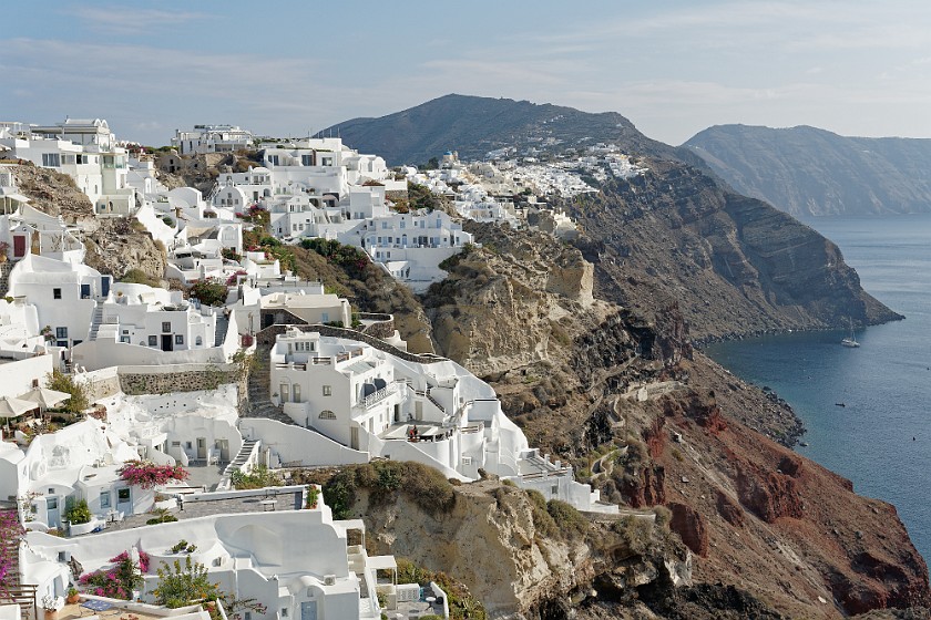 Oia, Santorini. View towards the east of Oia. Oia. .