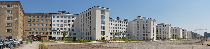 Prora. Panoramic view on renovated and not renovated buildings. Binz. .