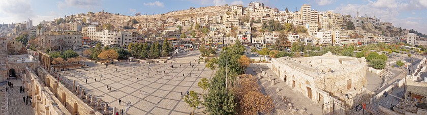 Amman. Panoramic view on the Hashemite plaza and Odeon theater. Amman. .