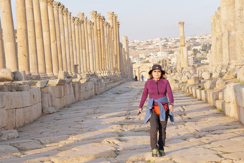 Archaeological Site of Jerash. Portrait at the southern Cardo Maximus. Jerash. .