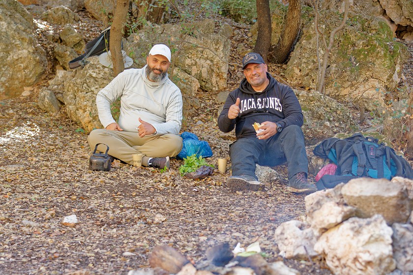 Ajloun Forest Reserve. Guides at the fire place. near Ajloun. .