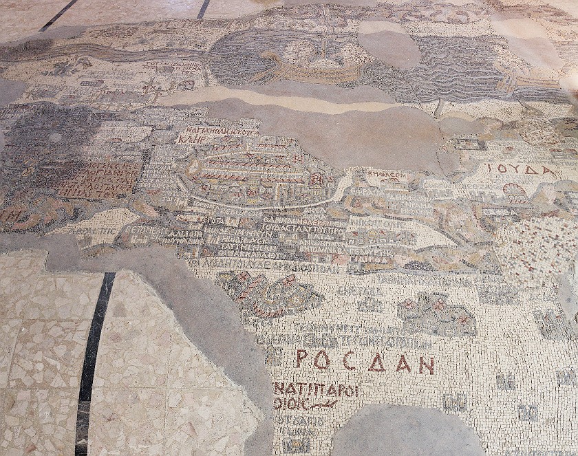 Madaba. Mosaic inside the St George's Church. Madaba. .
