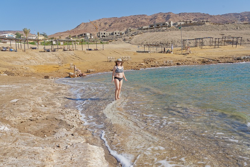Dead Sea. Portrait at the Dead Sea beach. near Madaba. .