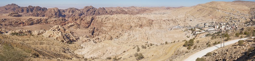 Petra. Panoramic view on Wadi Musa and the hills of Petra. Wadi Musa. .